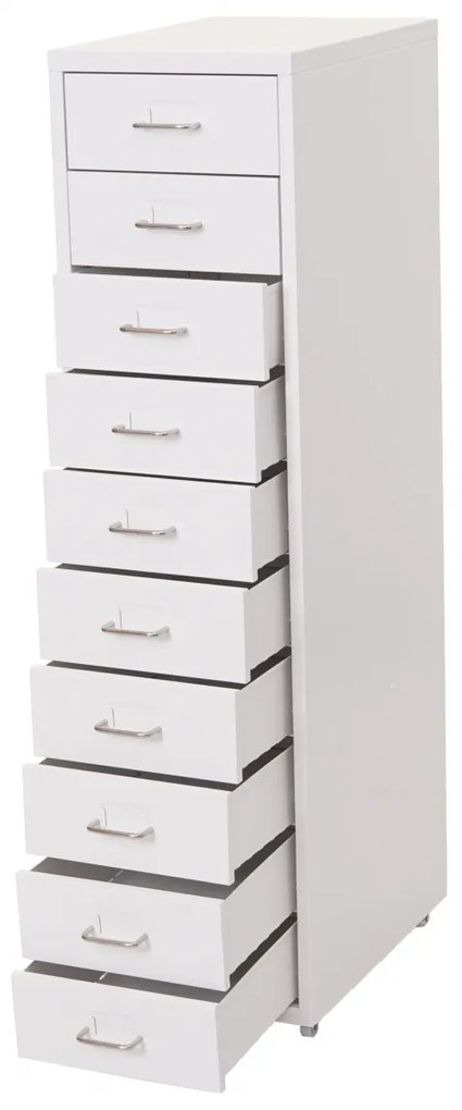 Zásuvková skrinka Boston T851 - 110x28x41cm, 10 zásuviek - biela