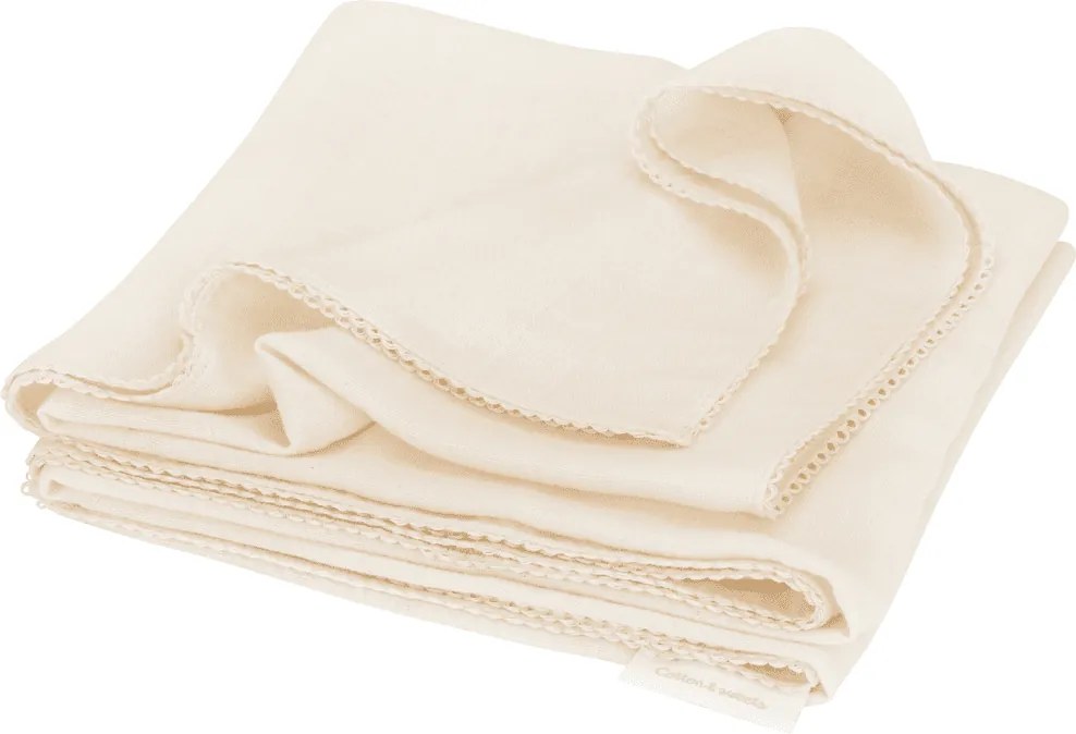 Bambusová zavinovačka s čipkou vanilka 80x100 cm