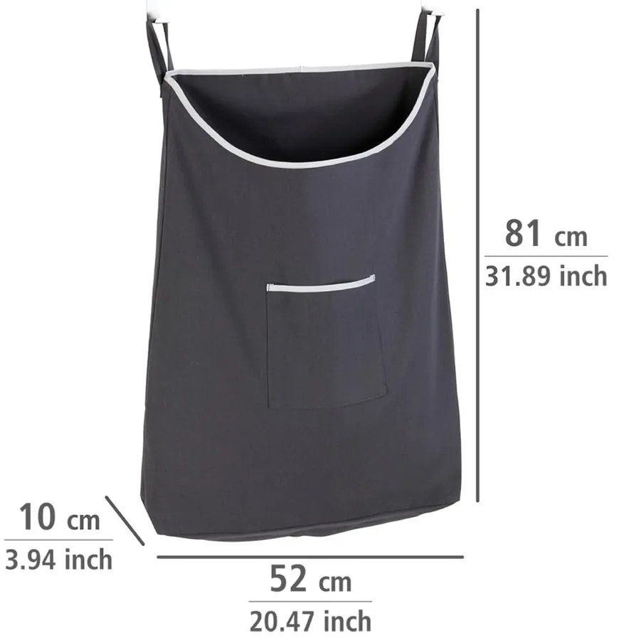 Sivý závesný kôš na bielizeň Wenko Door Laundry, 65 l