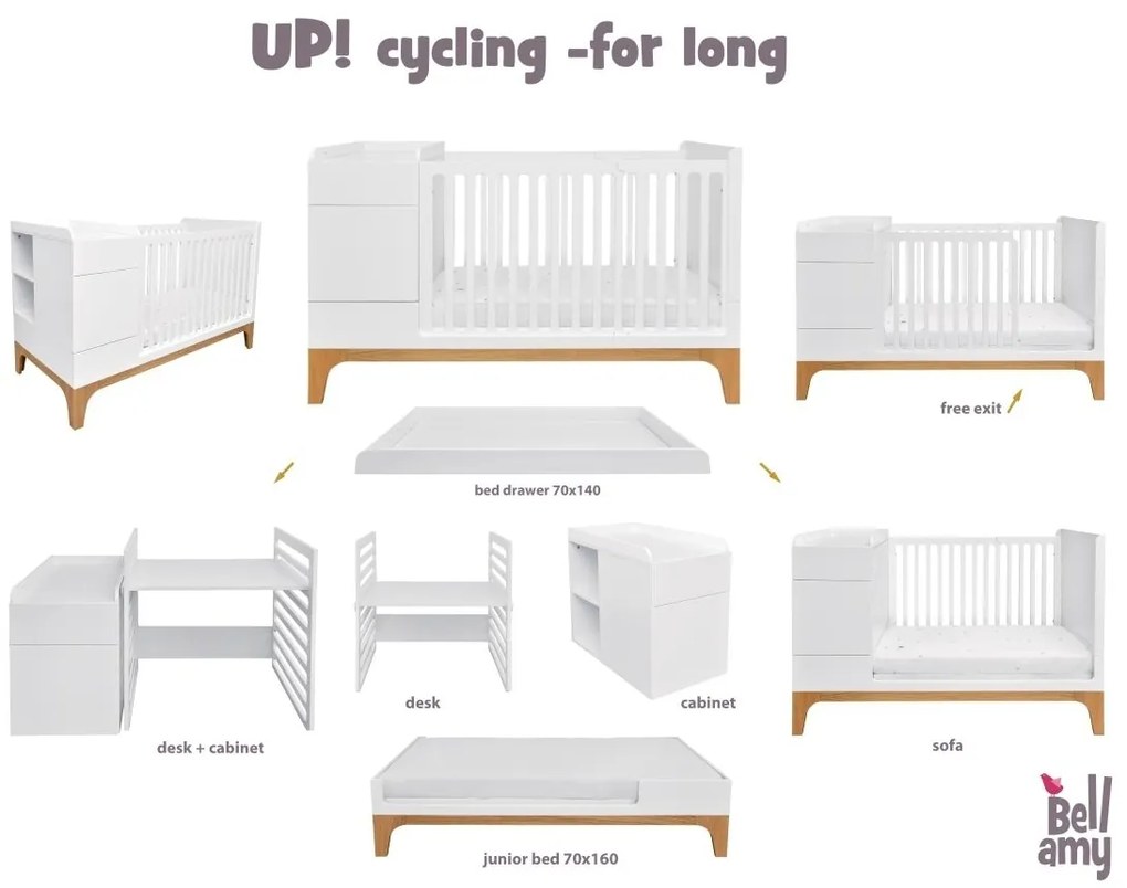 Viacfunkčná detská postieľka UP! 70x120 white