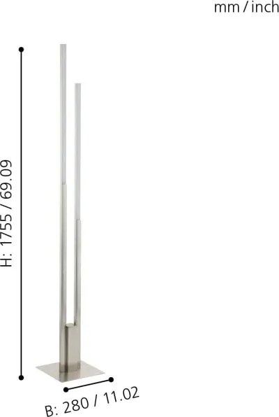 Eglo 55972 -LED RGBW stmievateľná stojacia lampa FRAIOLI-C LED/34W/230V matný chróm+diaľkový ovládač