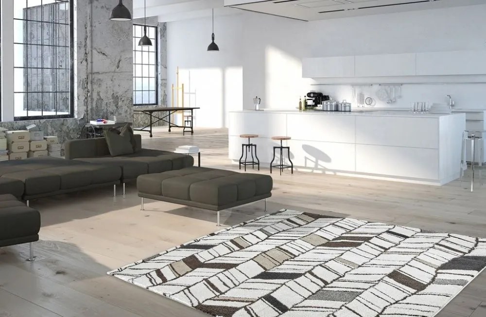 Obsession, AKCIA: 80x150 cm Kusový koberec SOHO 841 WHITE, biela, šedá, obývacia izba