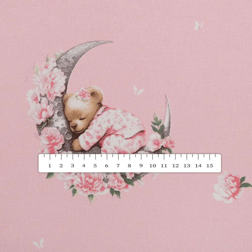 Biante Detský bavlnený okrúhly obrus Sandra SA-626 Spiace medvedíky na ružovom Ø 110 cm