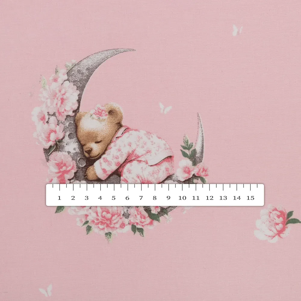 Biante Detský bavlnený okrúhly obrus Sandra SA-626 Spiace medvedíky na ružovom Ø 150 cm