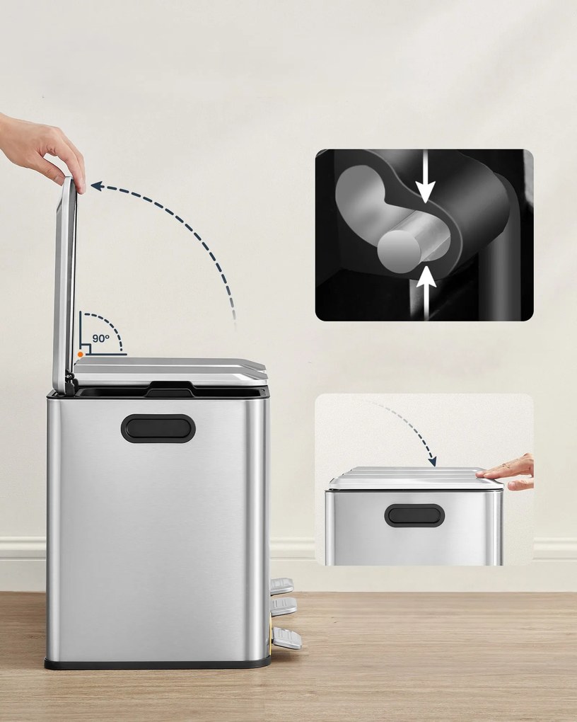 Odpadkový kôš Bliss 3x15 l strieborný