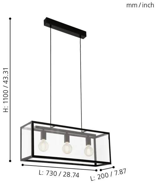 Eglo 49393 - Luster CHARTERHOUSE 3xE27/60W/230V