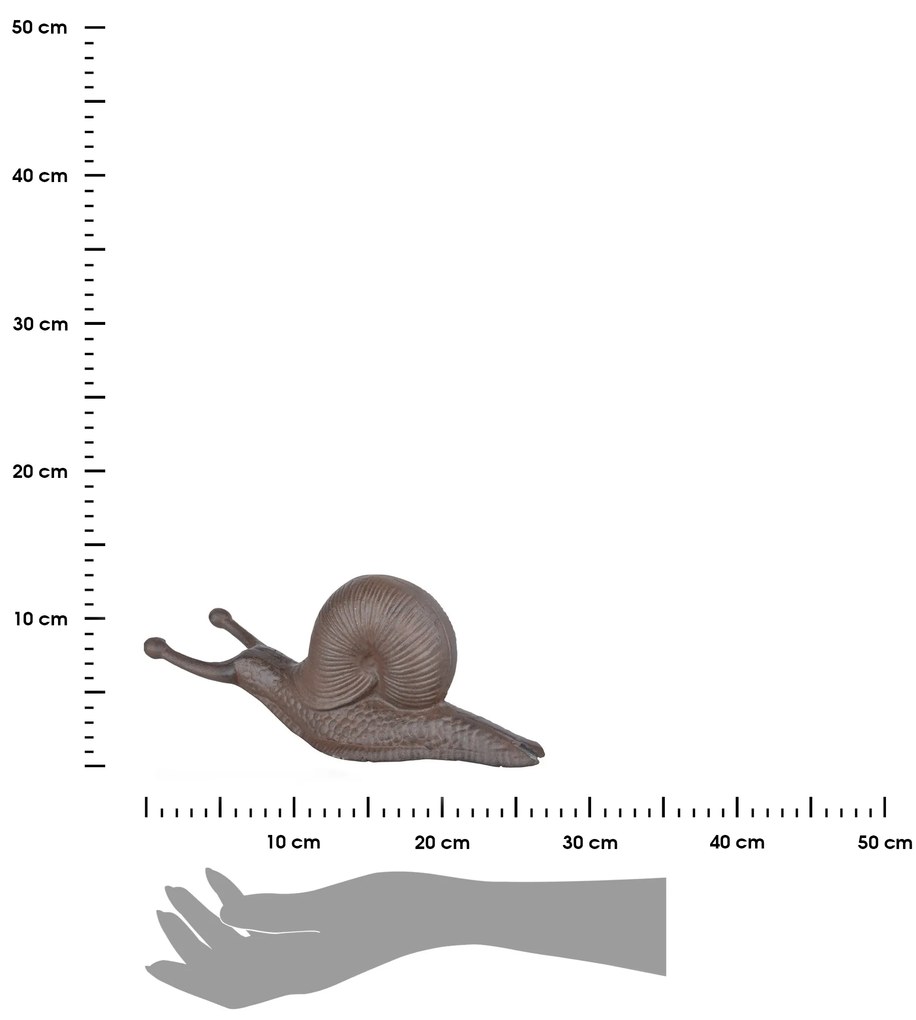 Záhradná liatinová figúrka Snail, 12,5x32 cm, hnedá