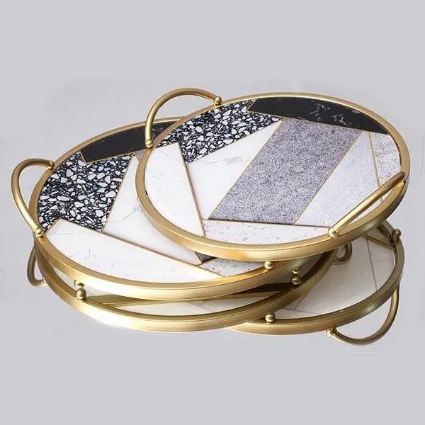 SADA 2x Dekoračný podnos pr. 35/30 cm zlatá