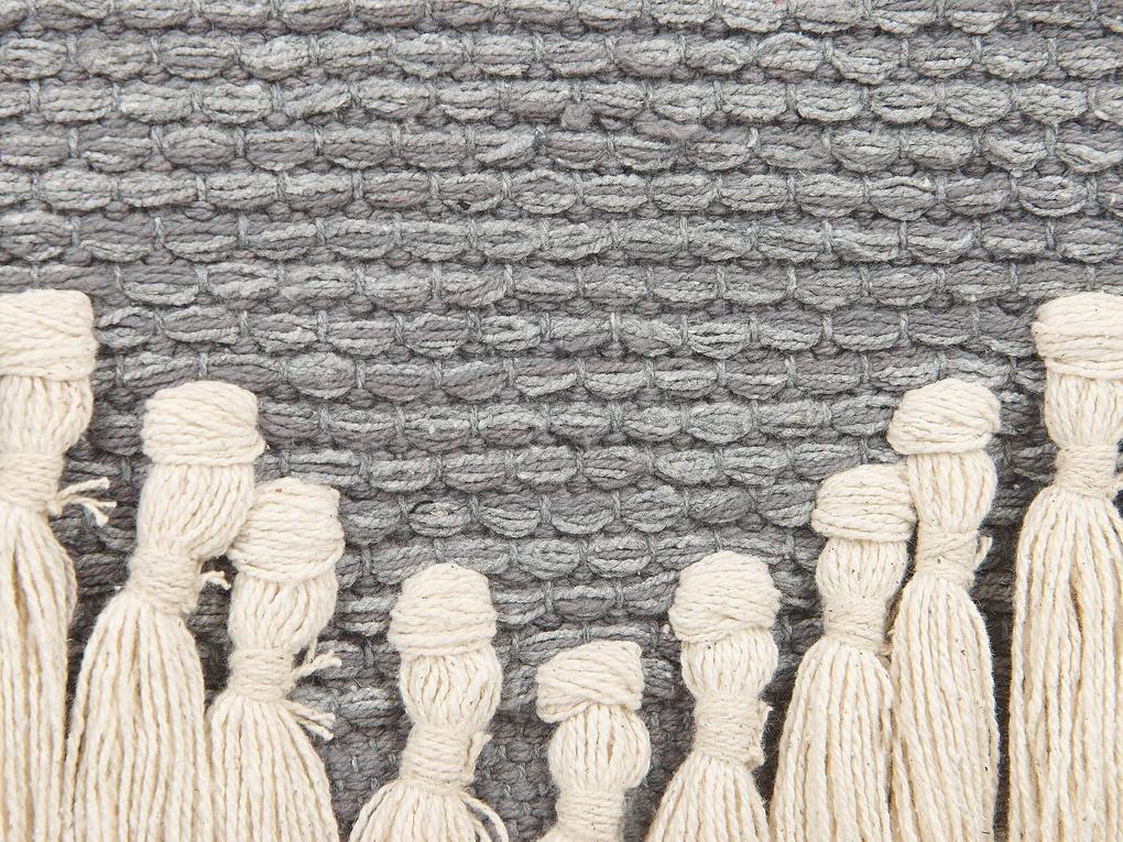 Bavlnená nástenná dekorácia so strapcami sivá/béžová MAHRI Beliani