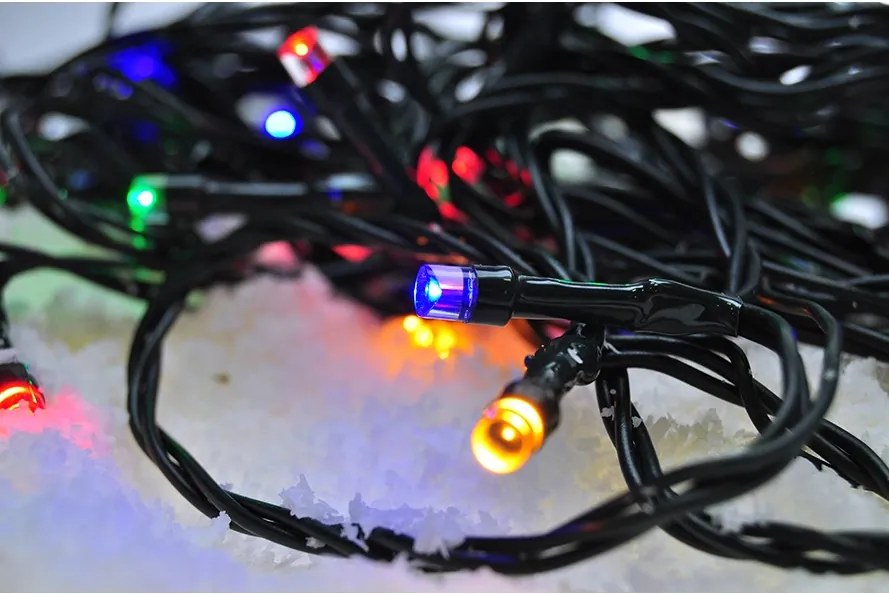Solight Solight LED vonkajšia vánočná reťaz, 200 LED, 20m, prívod 5m, 8 funkcií, časovač, IP44, viacfarebný
