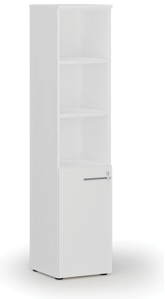 Kombinovaná kancelárska skriňa PRIMO WHITE, dvere na 2 poschodia, 400 x 420 x 1781 mm, biela