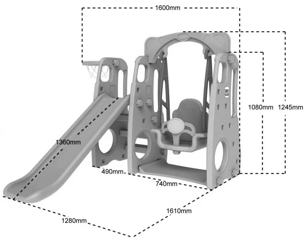 Ramiz Záhradná šmykľavka s hojdačkou a basketbalom 3v1 – modrá