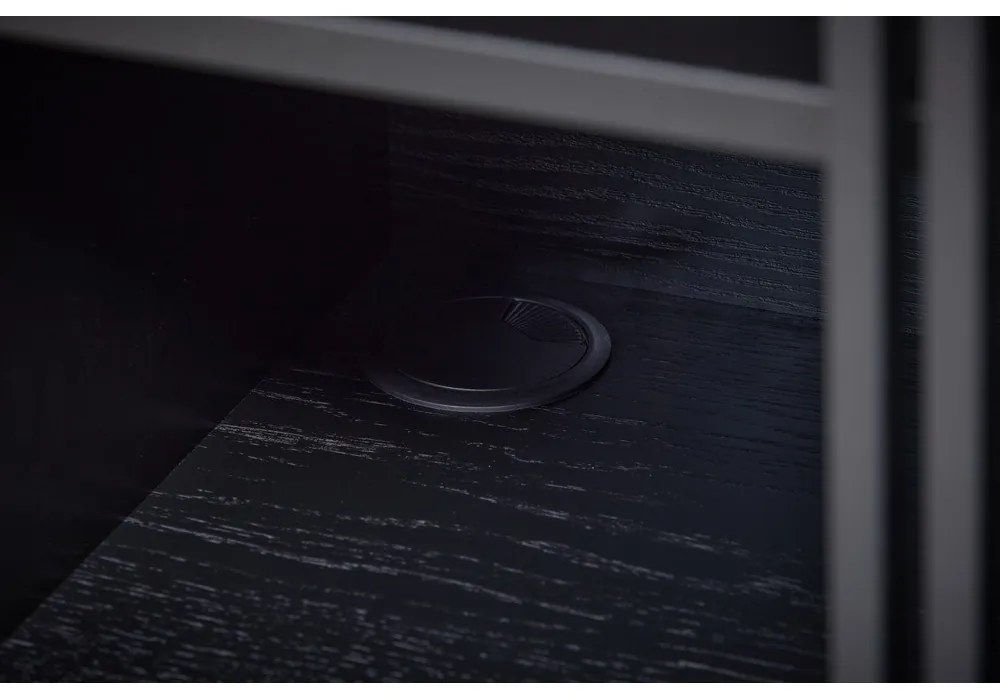 Čierna nízka komoda v dekore duba 188x75 cm Ende - Woodman