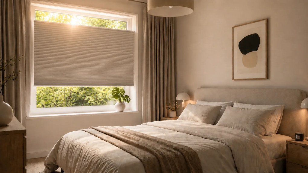 Dekodum Neinvazívna plisovaná roleta krém PK007 na mieru – bez vŕtania Šírka (cm): 30