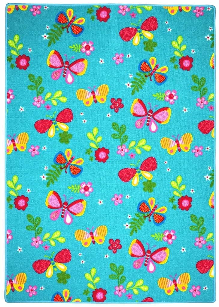 Vopi, Detský kusový koberec Motýlik 5271 modrý, 95x200, modrá, detská izba