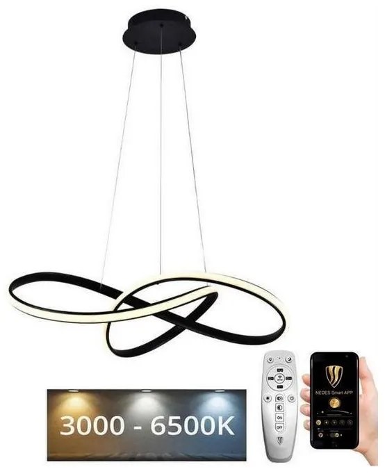 NEDES LED Stmievateľný luster na lanku LED/70W/230V 3000-6500K čierna + diaľkové ovládanie ND3505