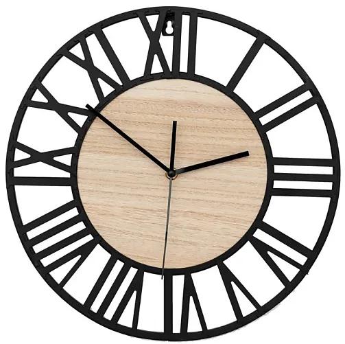 Nástenné hodiny s rímskymi číslicami dreveno-kovové 35cm