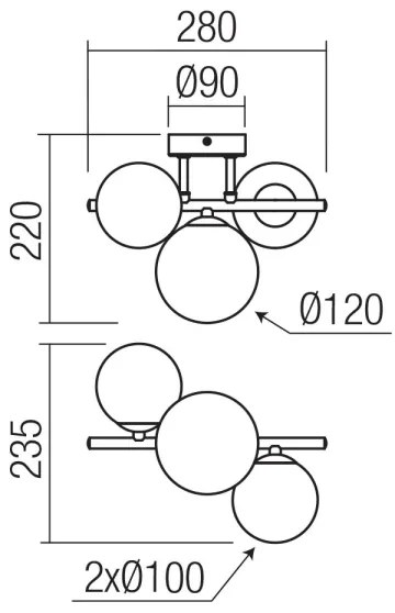 Redo 01-3988 - Prisadený luster ASTRA 3xG9/8W/230V čierna