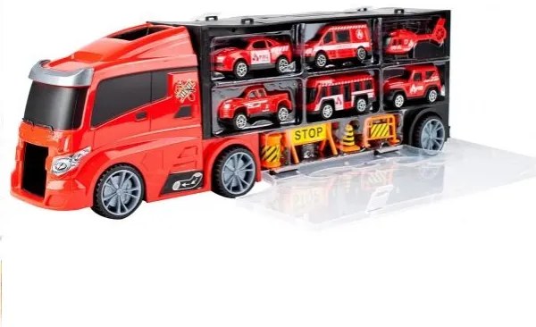 Nákladné hasičské auto s vozidlami kamión