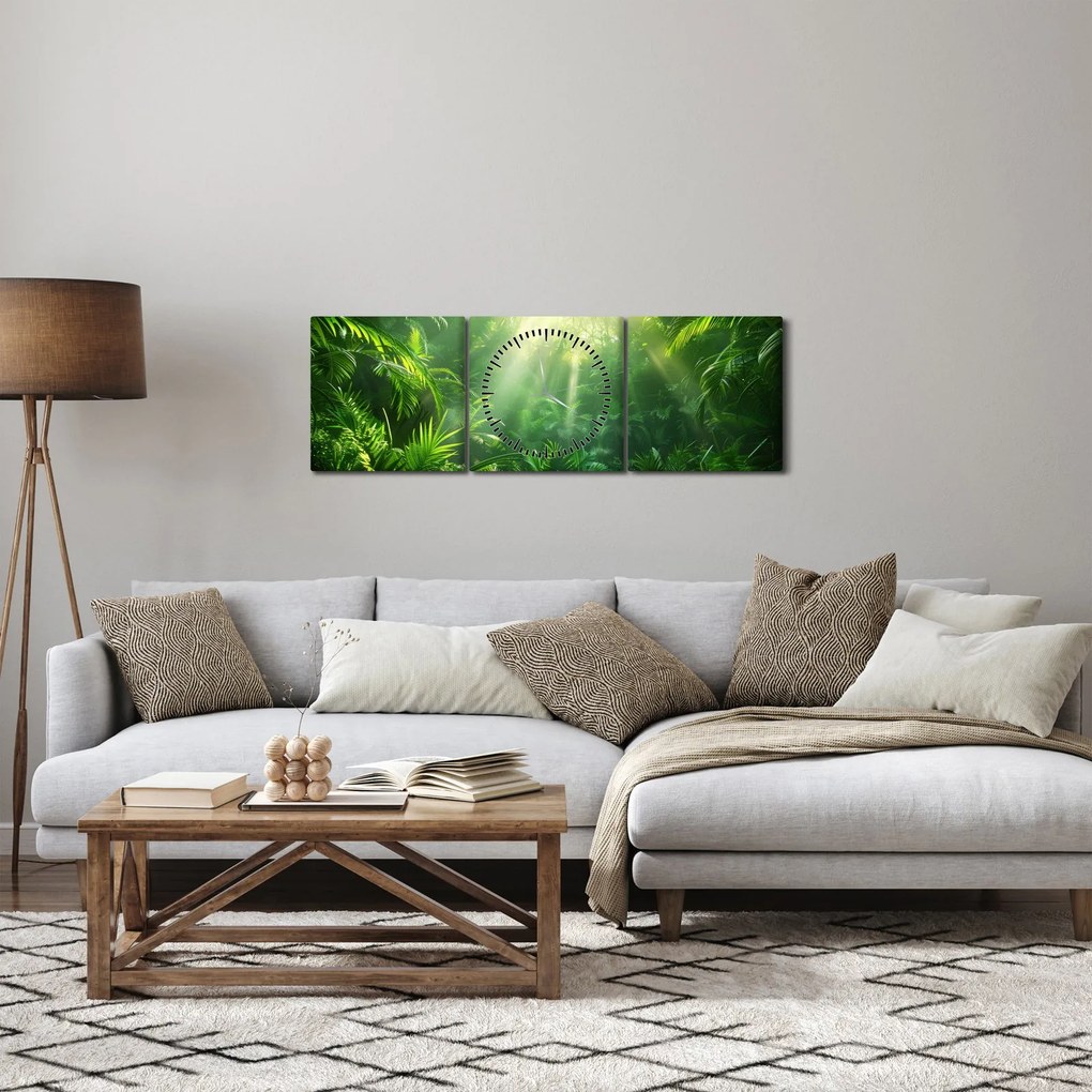 Obraz - Dažďový prales (s hodinami) (90x30 cm)