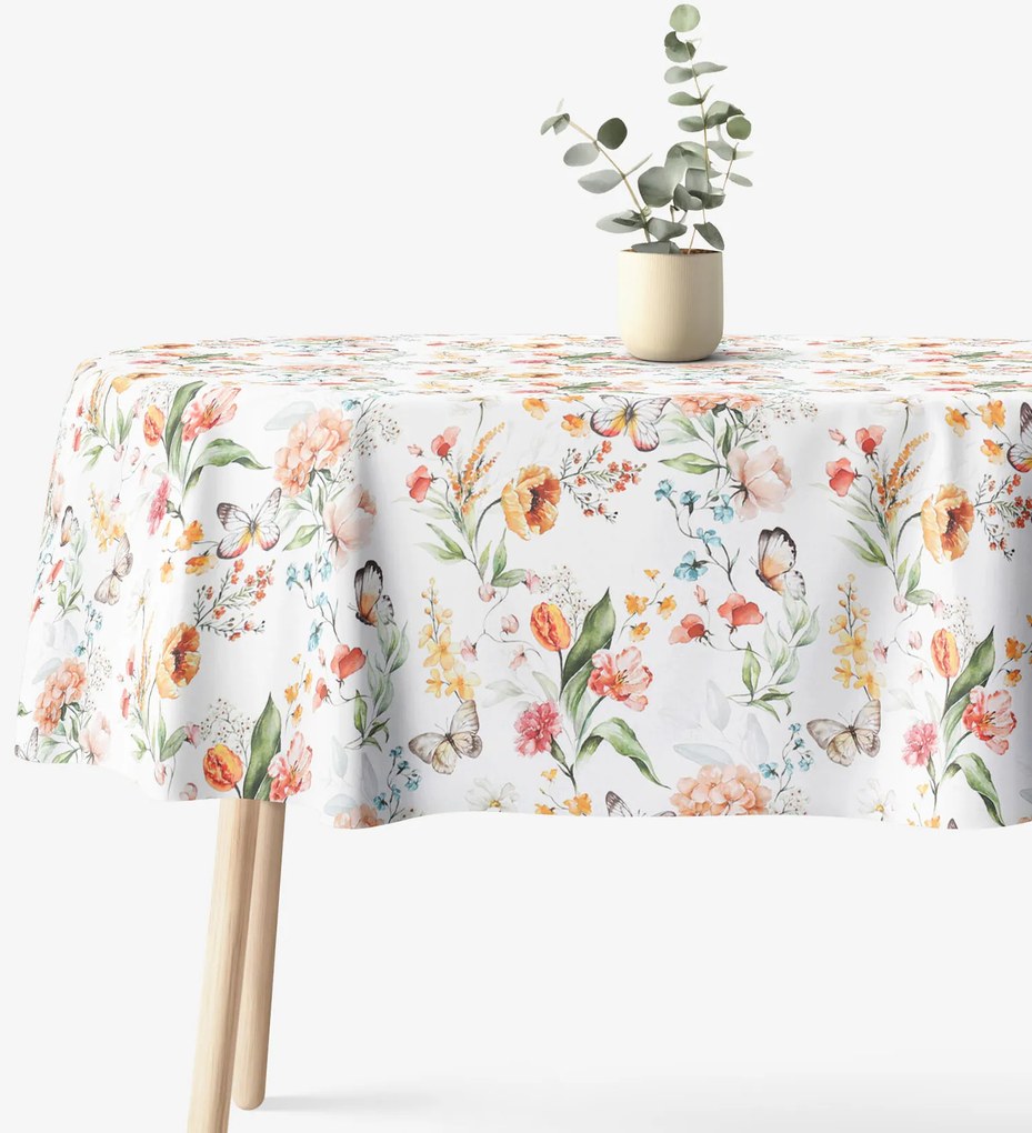 Goldea oválny obrus valencia - motýlia lúka 120 x 160 cm