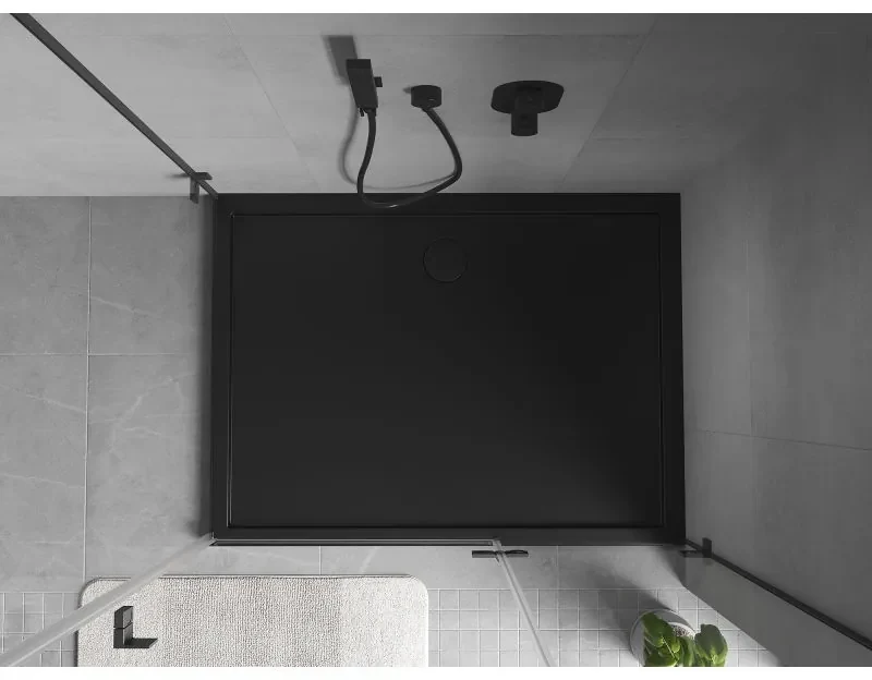 Mexen Flow, obdĺžniková sprchová vanička, slim, 75 x 110 cm, čierna matná, 46R707511