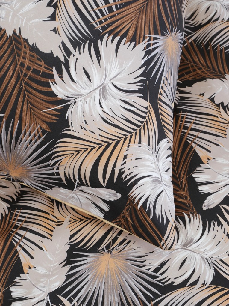 Saténová obliečka na vankúš 40 x 40 cm - Taisa čierno/zlatá