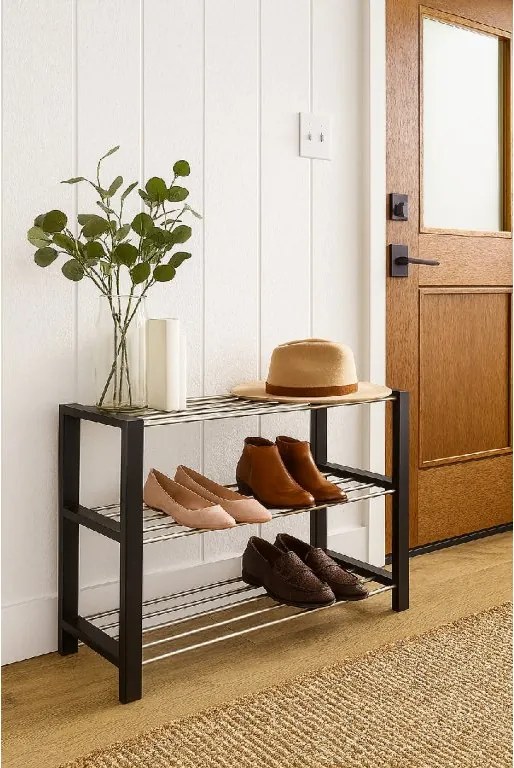 Noela Kovový botník čierny NEX 3 poschodia