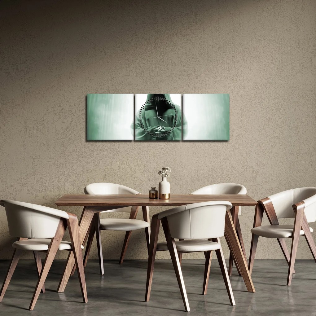 Obraz - Mních v tme (s hodinami) (90x30 cm)