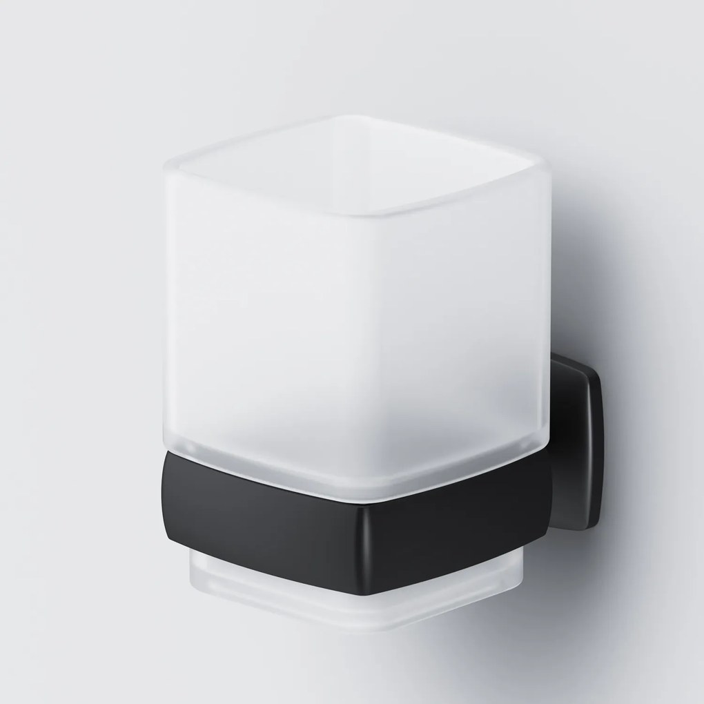 Sklenený pohár na zubné kefky AM.PM Gem AGA34322 nástenný, čierny