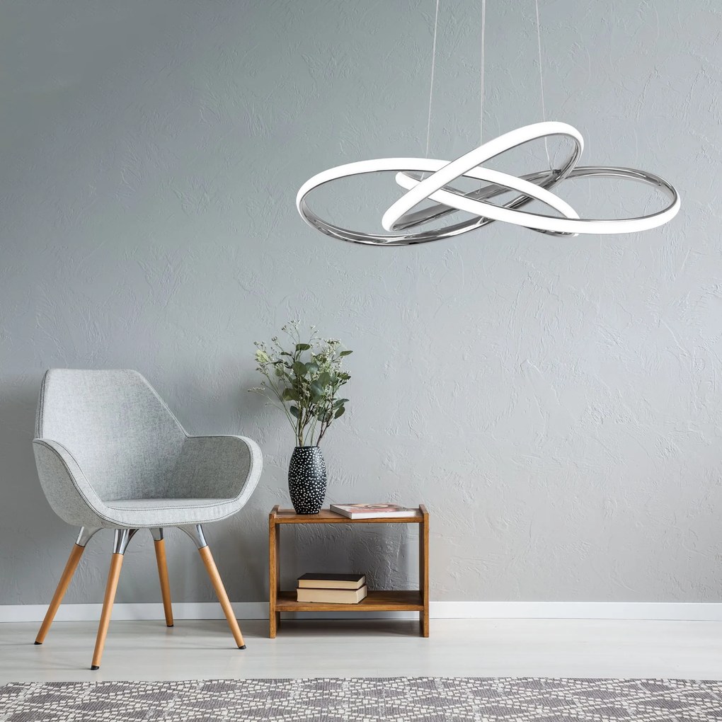 Toolight Toolight, LED moderné stropné svietidlo + diaľkové ovládanie APP816-CP, chrómová, OSW-03997