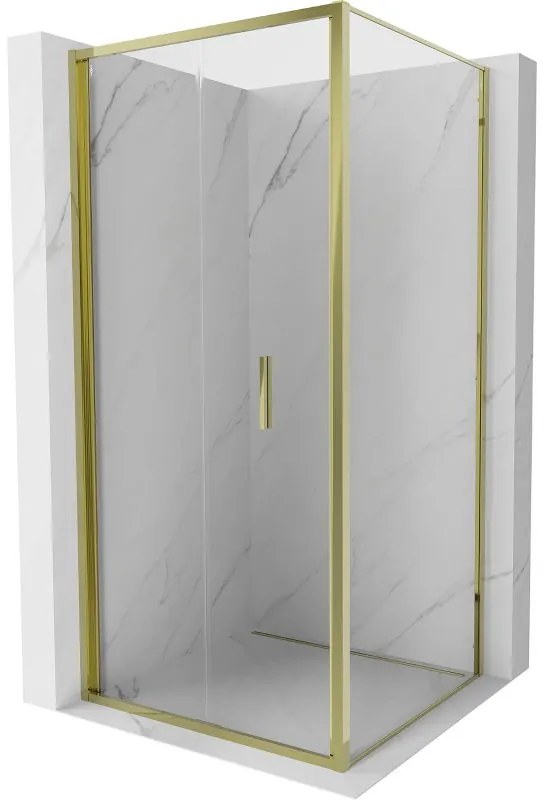 Mexen Exo, skladací sprchový kút 95 x 95 cm, číre sklo, zlatá, 816-095-095-50-00
