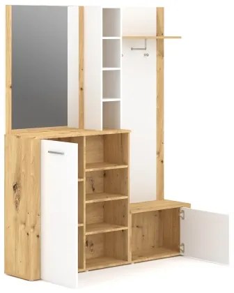 Predsieňová stena so zrkadlom KEVIN hnedá/biela