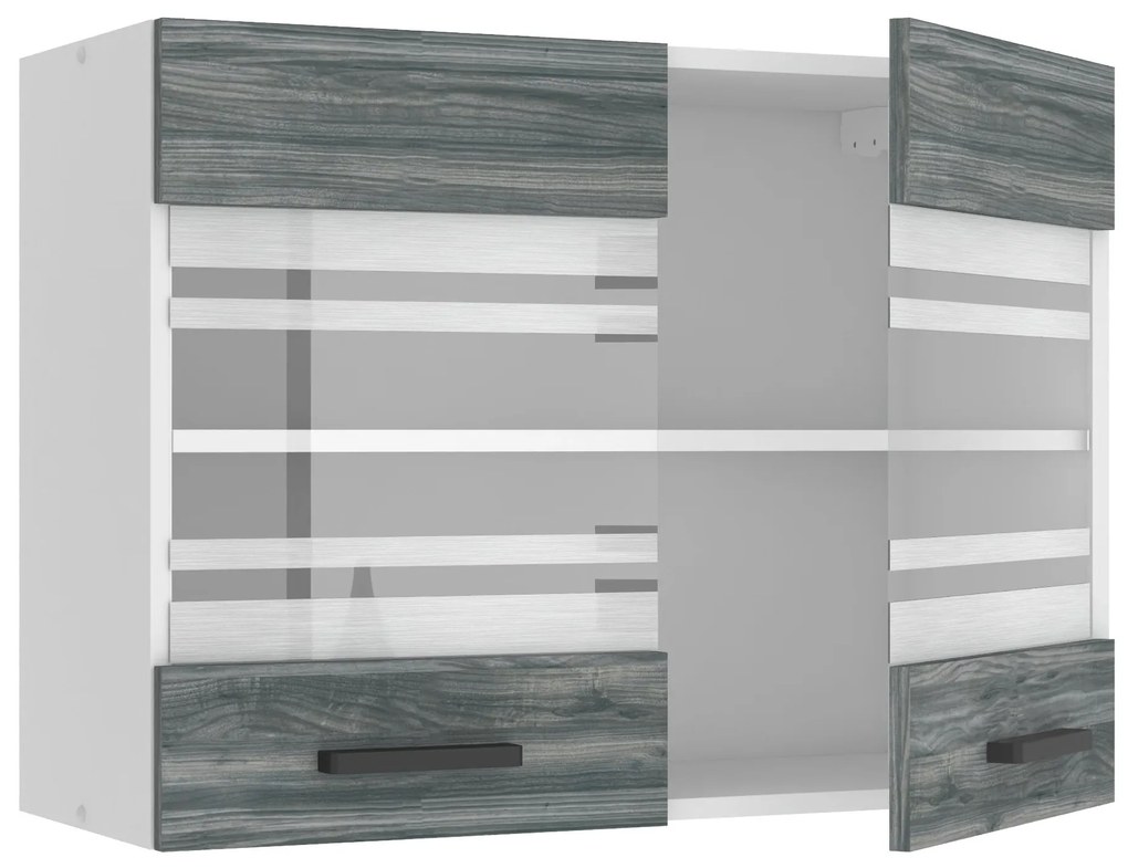 Kuchynská skrinka Belini Premium Full Version horná 80 cm šedý antracit Glamour Wood