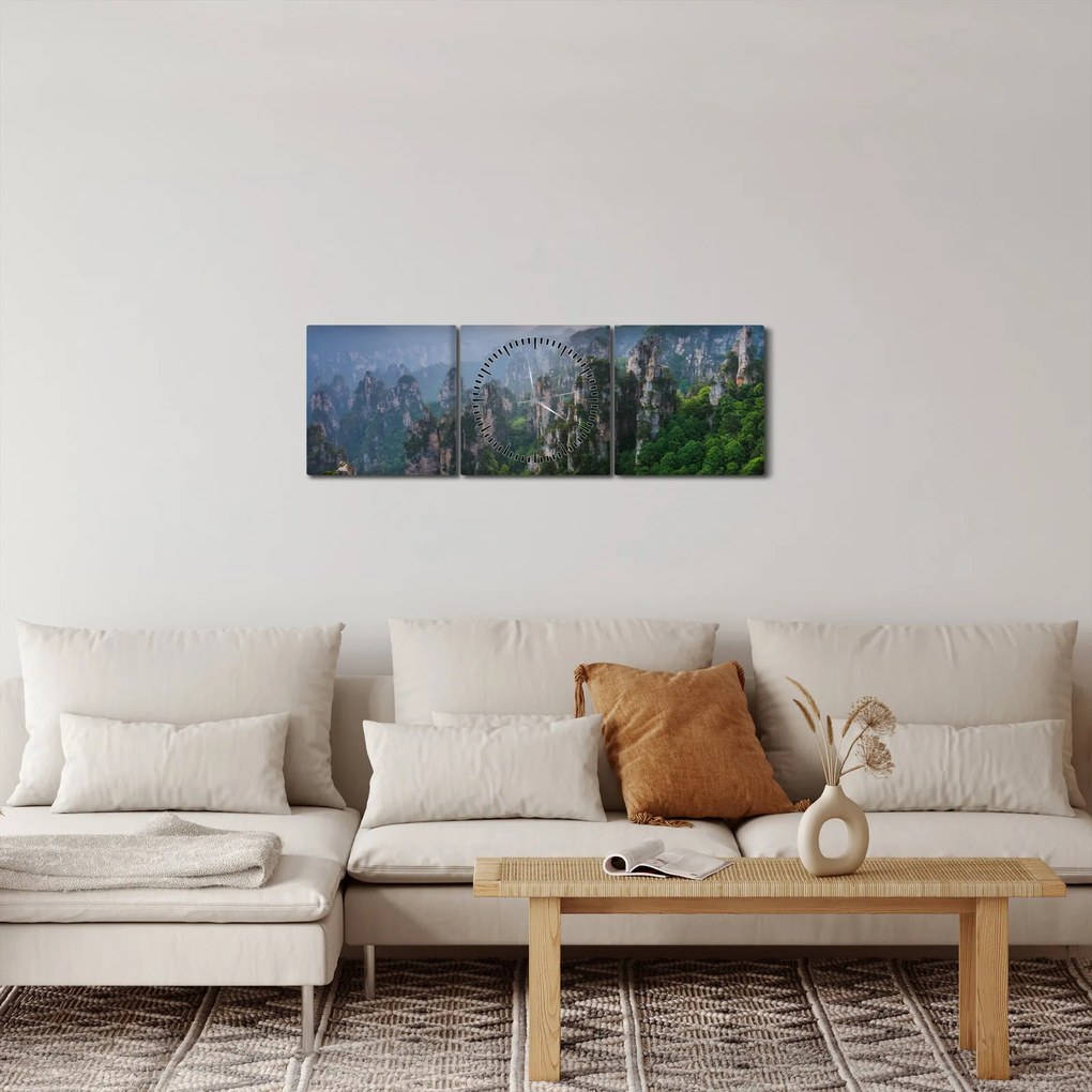 Obraz - Národný lesný park Zhangjiajie (s hodinami) (90x30 cm)