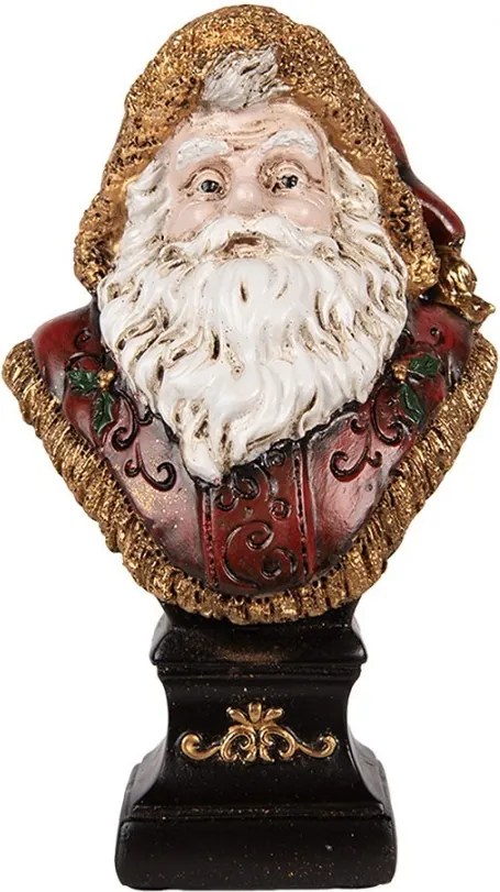Červeno-zlatá vianočná dekorácia busta Santa Claus - 10*8*17 cm