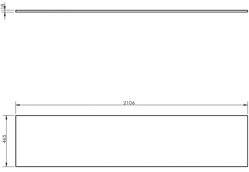 Mexen Uni, pracovná doska 210 cm, sivá matná, 91AXX-2104-464-18-62