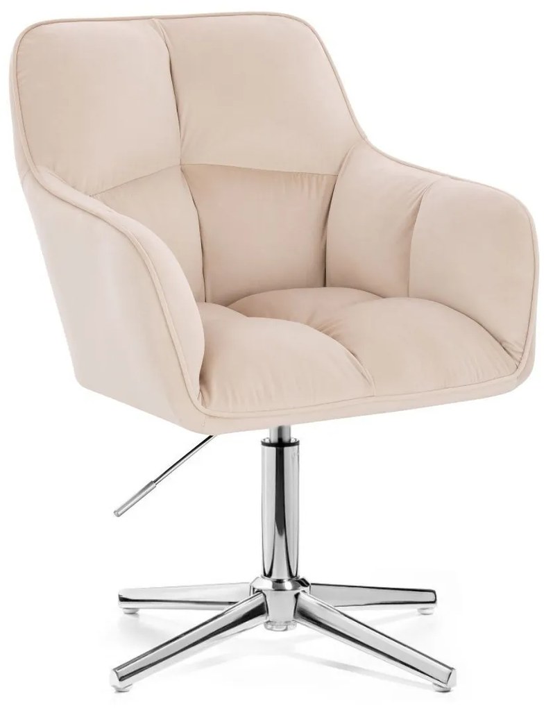 LuxuryForm DESIGN Kreslo AMALFI VELUR na striebornom kríži - krémové