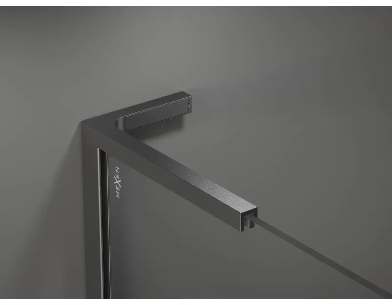 Mexen Kioto L, sprchová zástena Walk-In 120 x 200 cm, 8mm šedé sklo, grafitový profil, 800-120-103-66-40