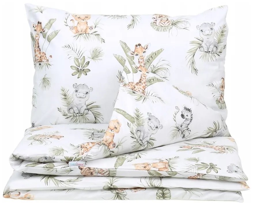 Detské bavlnené obliečky do postieľky 135x100 cm BABYMAM PREMIUM - Africké zvieratká