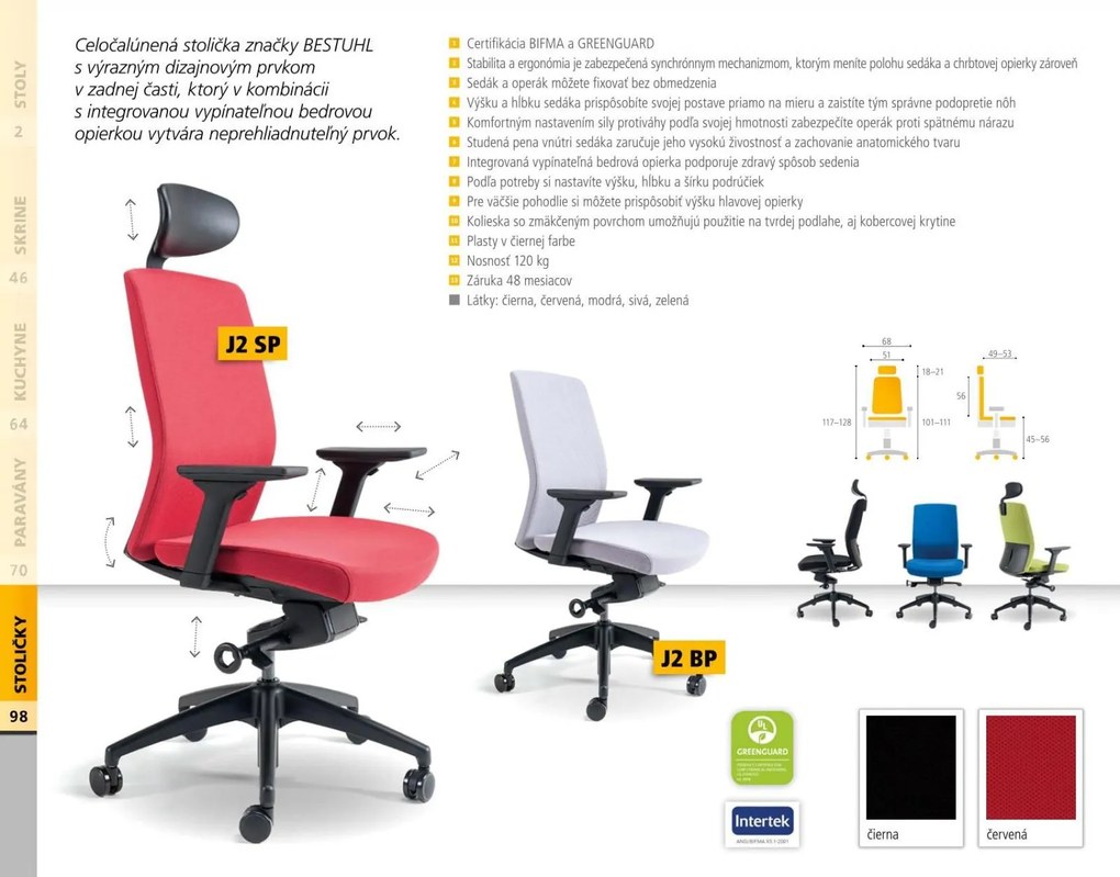 OFFICE PRO bestuhl -  OFFICE PRO bestuhl Kancelárska stolička J2 BLACK SP zelená