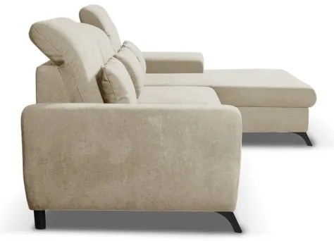 Rozkladacia rohová čalúnená sedacia súprava s úložným priestorom v tvare L ALTA pravá béžová