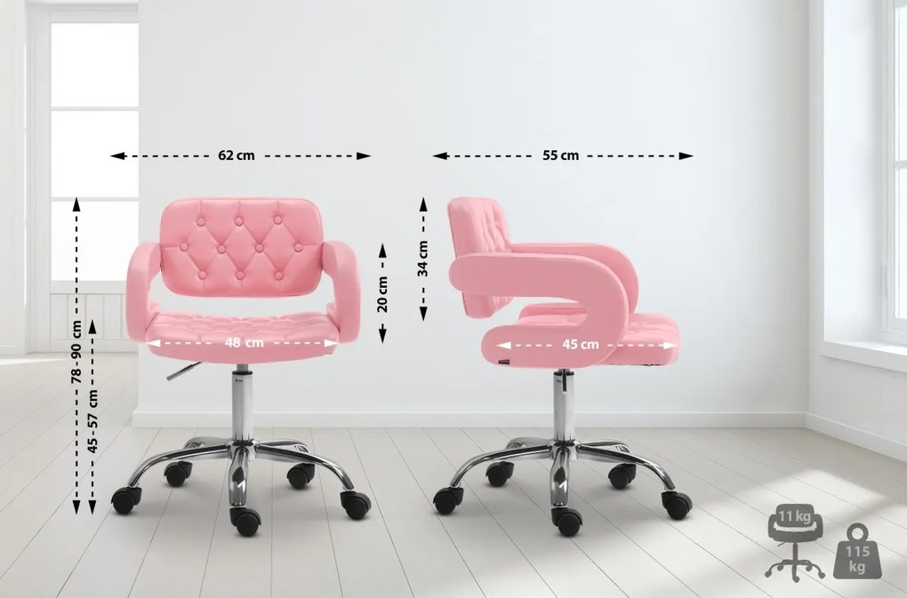 Design-Shop Pracovná stolička Dublin - koženka - Ružová
