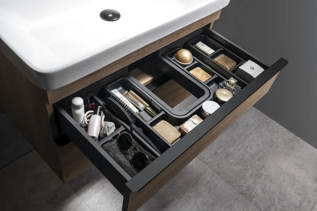 Sapho Sapho, LINDO bočný organizér, sada 2ks, 114x36x323 mm, plast, antracit, LD002