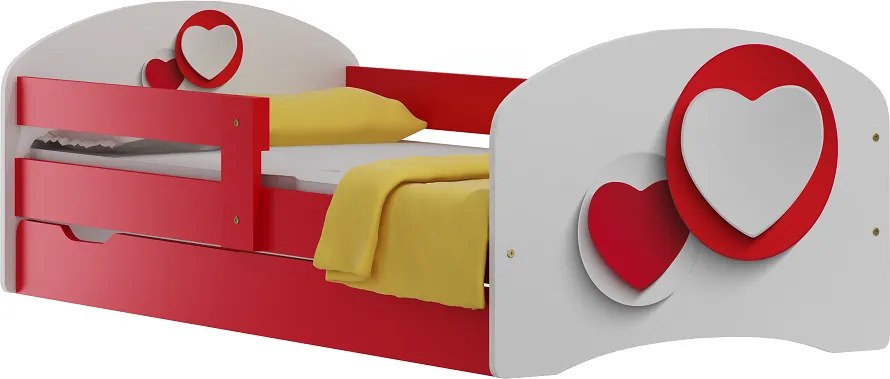 MAXMAX Detská posteľ so zásuvkami ČERVENÉ SRDCE 140x70 cm