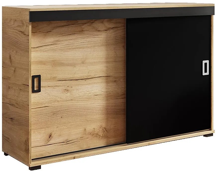 Komoda Retro 140 Craft/Čierna + Rukoväte Biely I Čierna