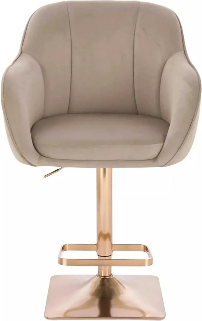 LuxuryForm DESIGN Barová stolička AVOLA VELUR na zlatej hranatej podstave - latte