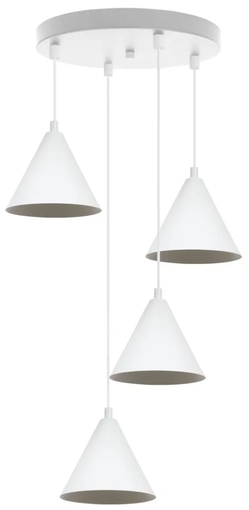 Závesné svietidlo Soho, 4x biele kovové tienidlo, o