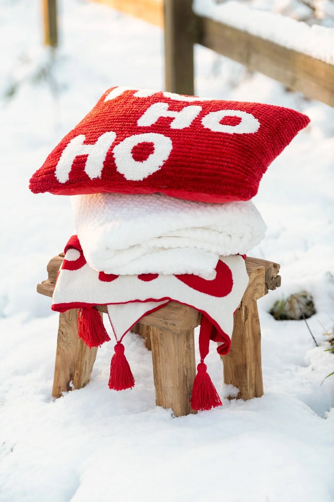 Sada 2ks vianočný vankúš HOHOHO červená a béžová – 45*45*15 cm