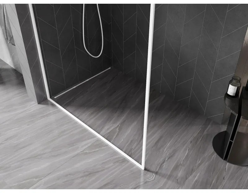 Mexen, Mexen Kioto-XF sprchová stena s rámom 90 x 202 cm, priehľadná 10 mm, biela - 800-090-104-20-00-X
